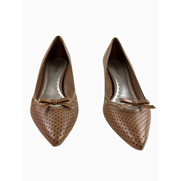 BCBGirls Darren Dark Wheat Leather Cut-Out Pointy Toe Heels w/ Bow Size 9M READ! - Picture 3 of 13